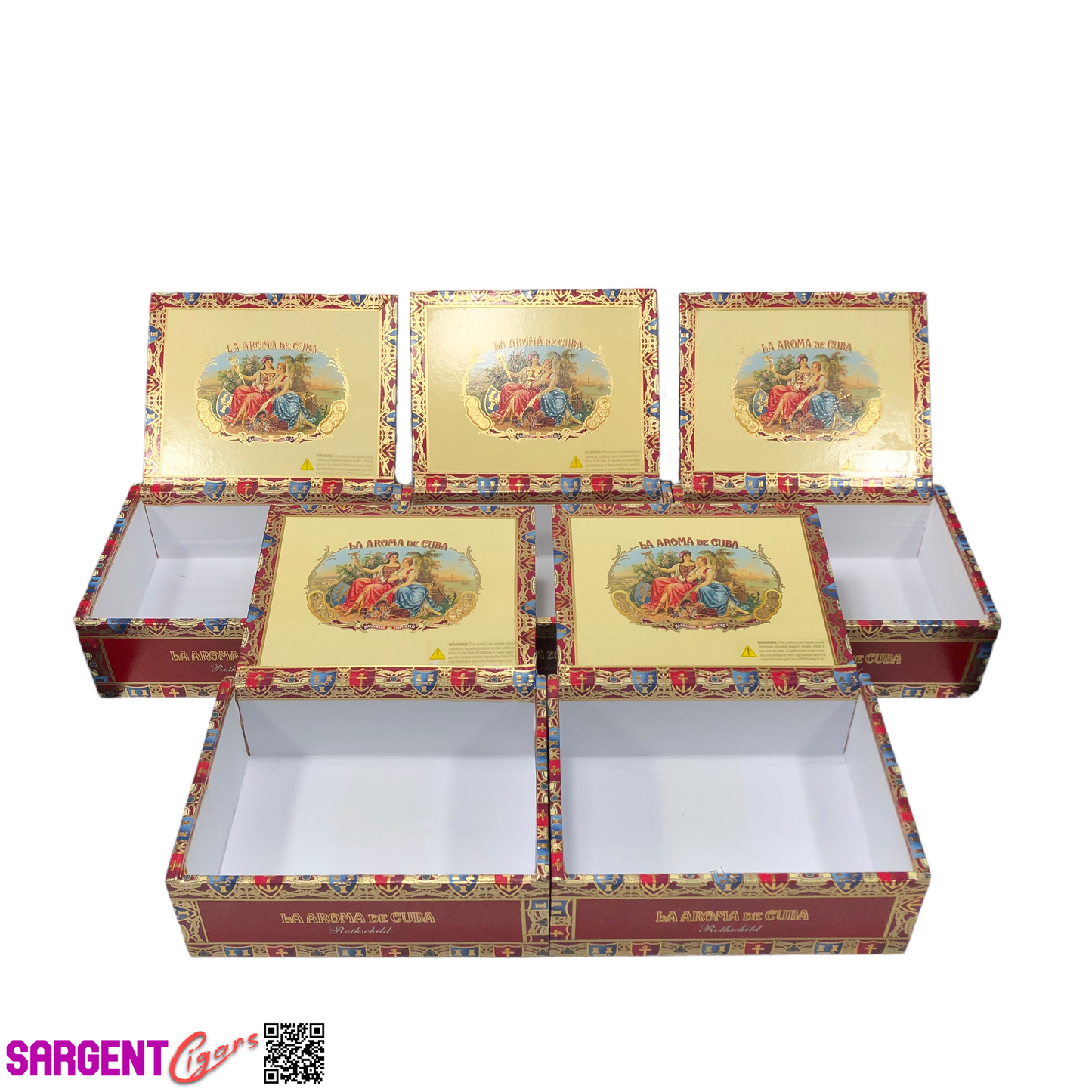 Lot of 5 La Aroma Rothschild Empty Cigar Boxes 7.75x5.75x2.75 #42