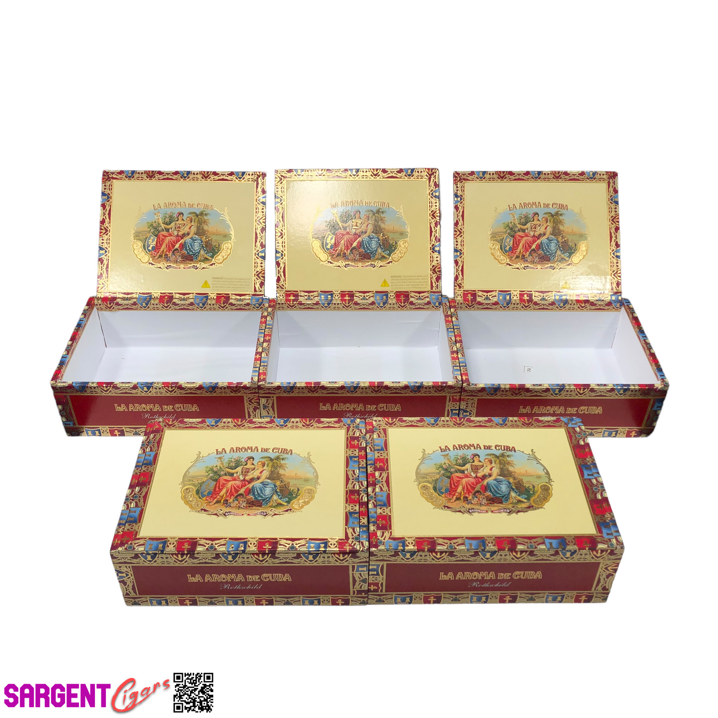 Lot of 5 La Aroma Rothschild Empty Cigar Boxes 7.75x5.75x2.75 #42