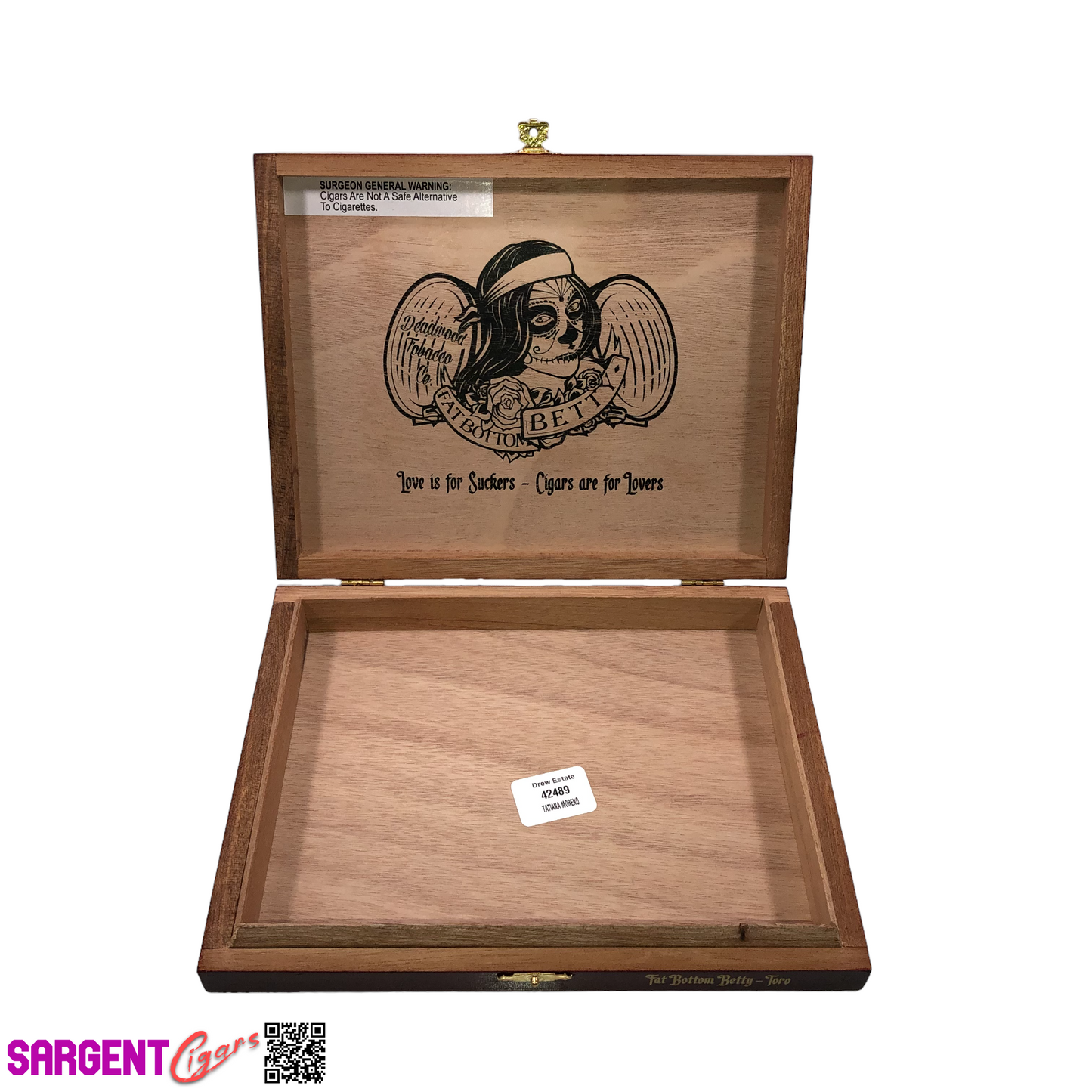 Deadwood Fat Bottom Betty Toro Empty Wooden Cigar Box 9x7.5x1.5