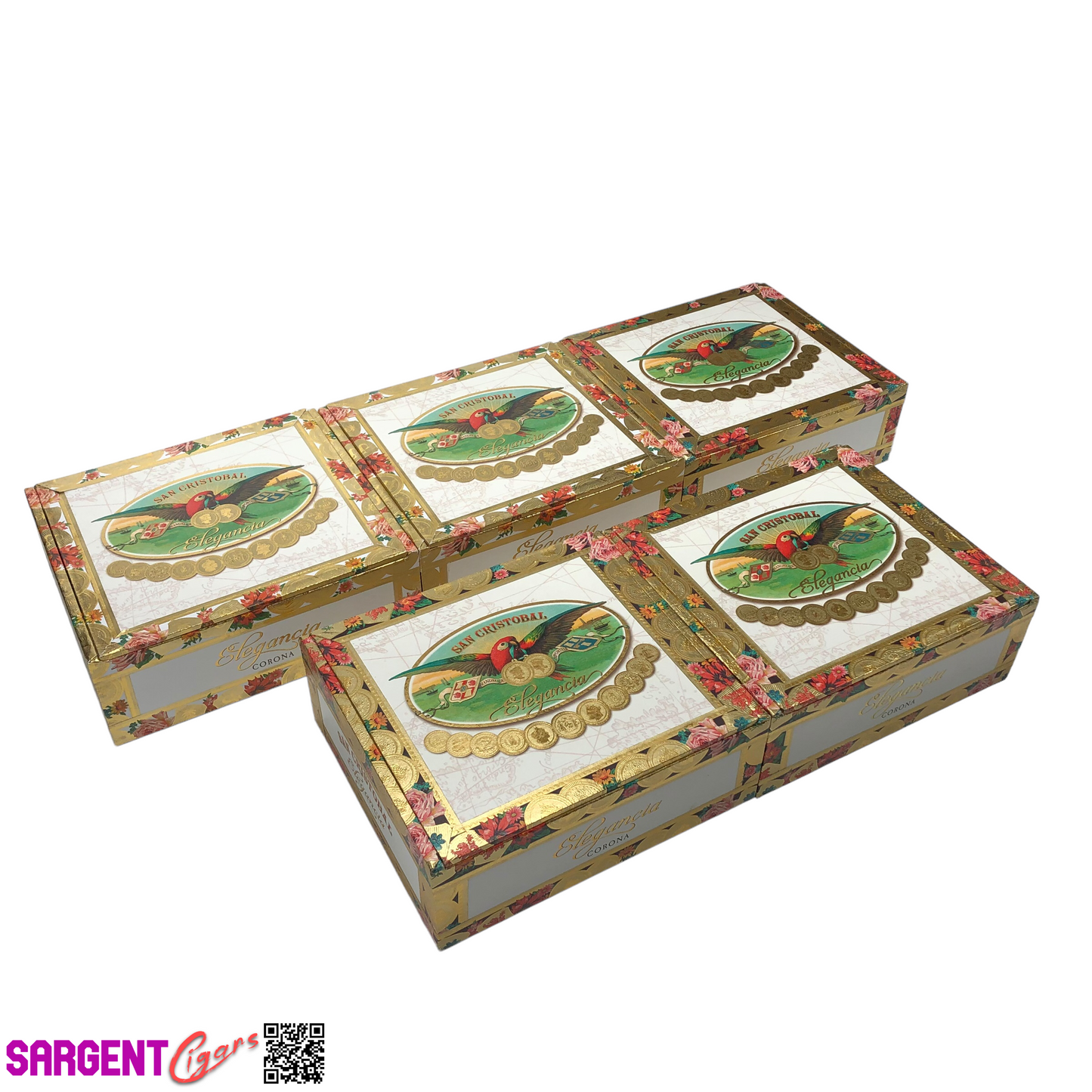 Lot of 5 Cristobal Corona Empty Cigar Boxes 7x6.25x2.5 #119