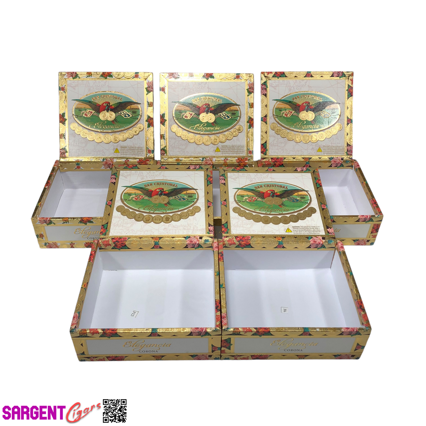 Lot of 5 San Cristobal Corona Empty Cigar Boxes 7x6.25x2.5 #119