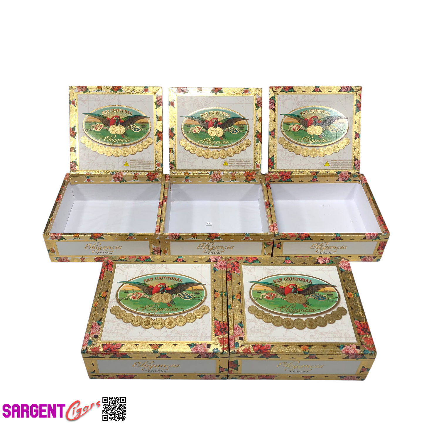 Lot of 5 San Cristobal Corona Empty Cigar Boxes 7x6.25x2.5 #119