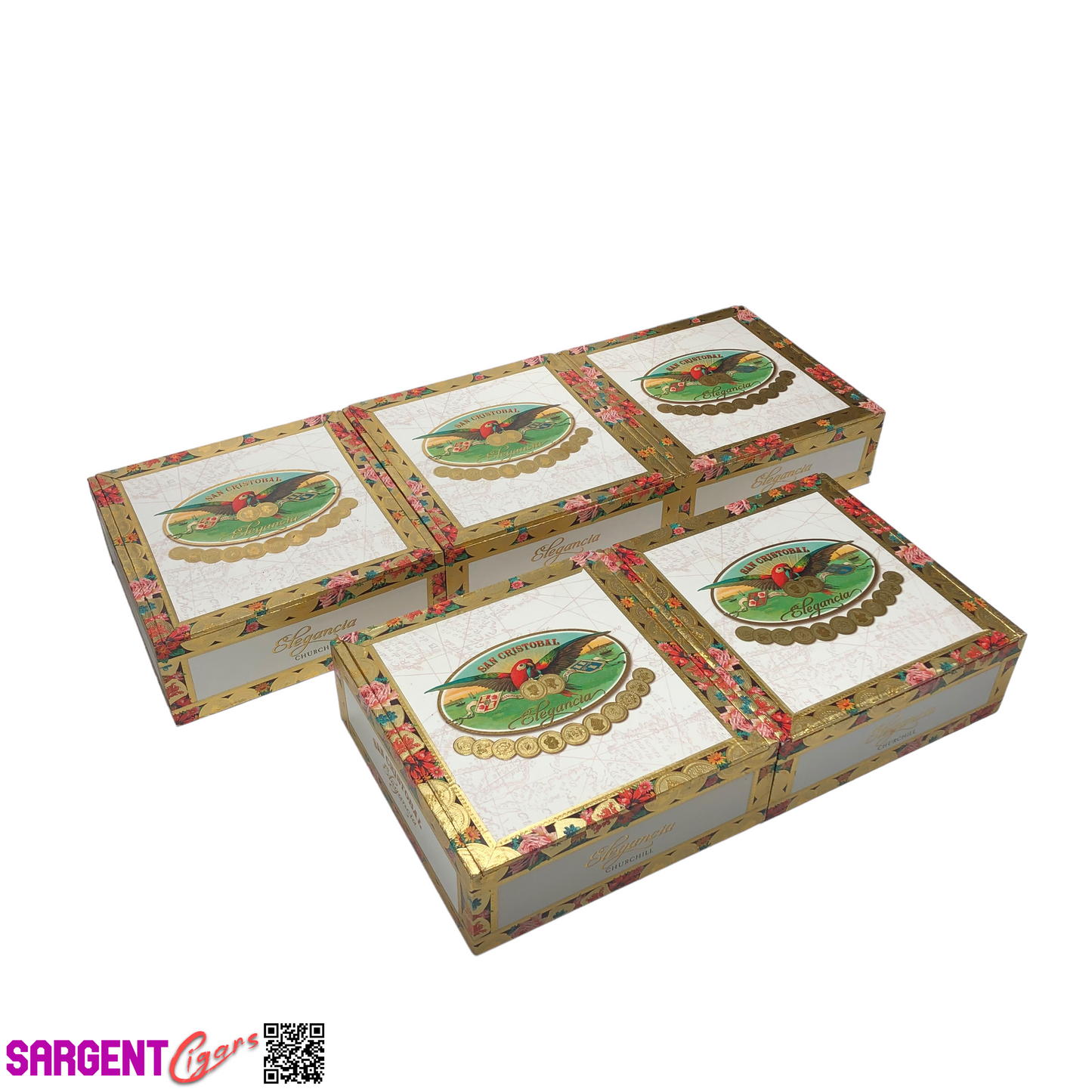 Lot of 5 San Cristobal Churchill Empty Cigar Boxes 7.5x7.75x2.75 #120