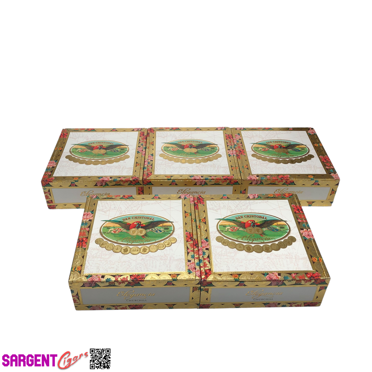 Lot of 5 San Cristobal Churchill Empty Cigar Boxes 7.5x7.75x2.75 #120