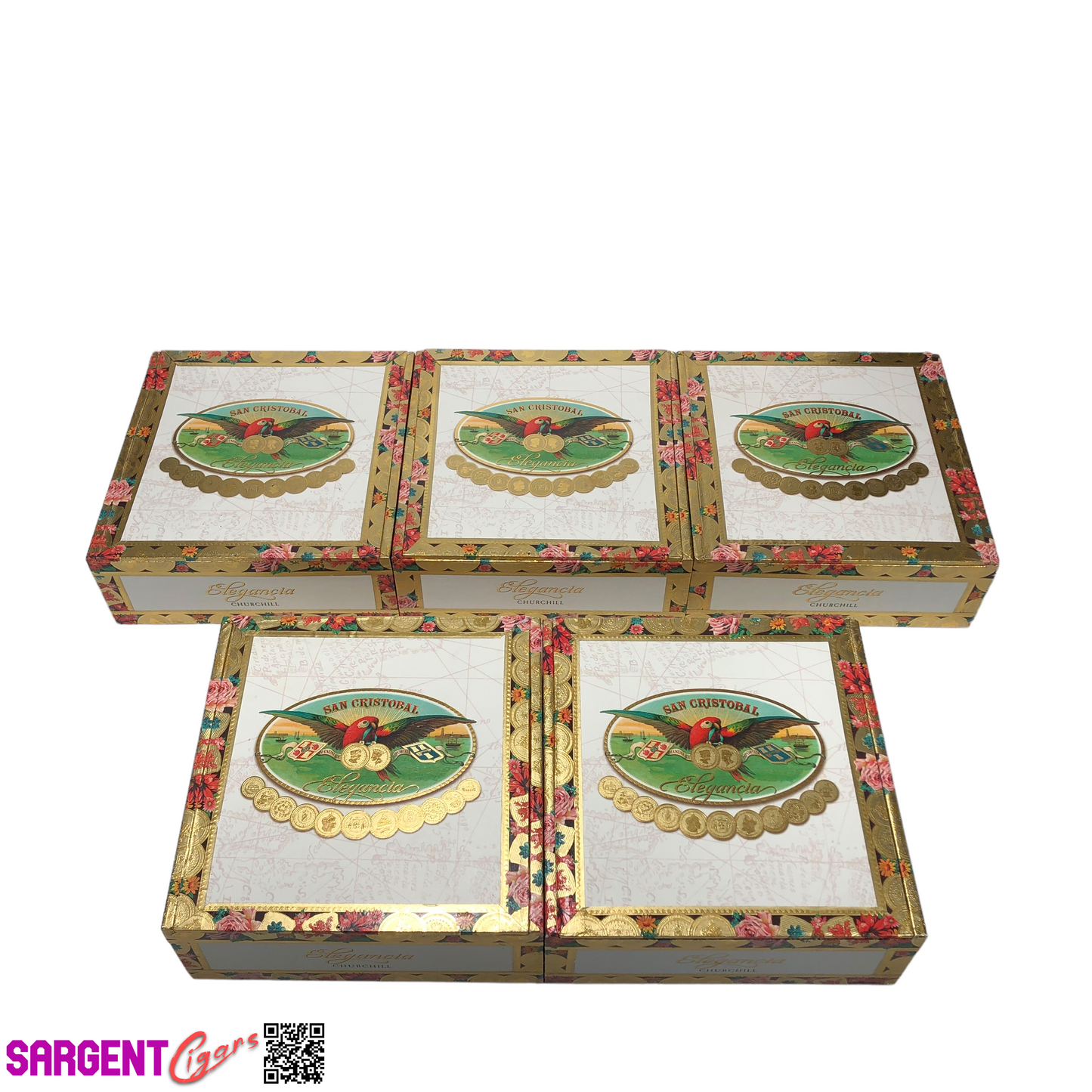 Lot of 5 San Cristobal Churchill Empty Cigar Boxes 7.5x7.75x2.75 #120