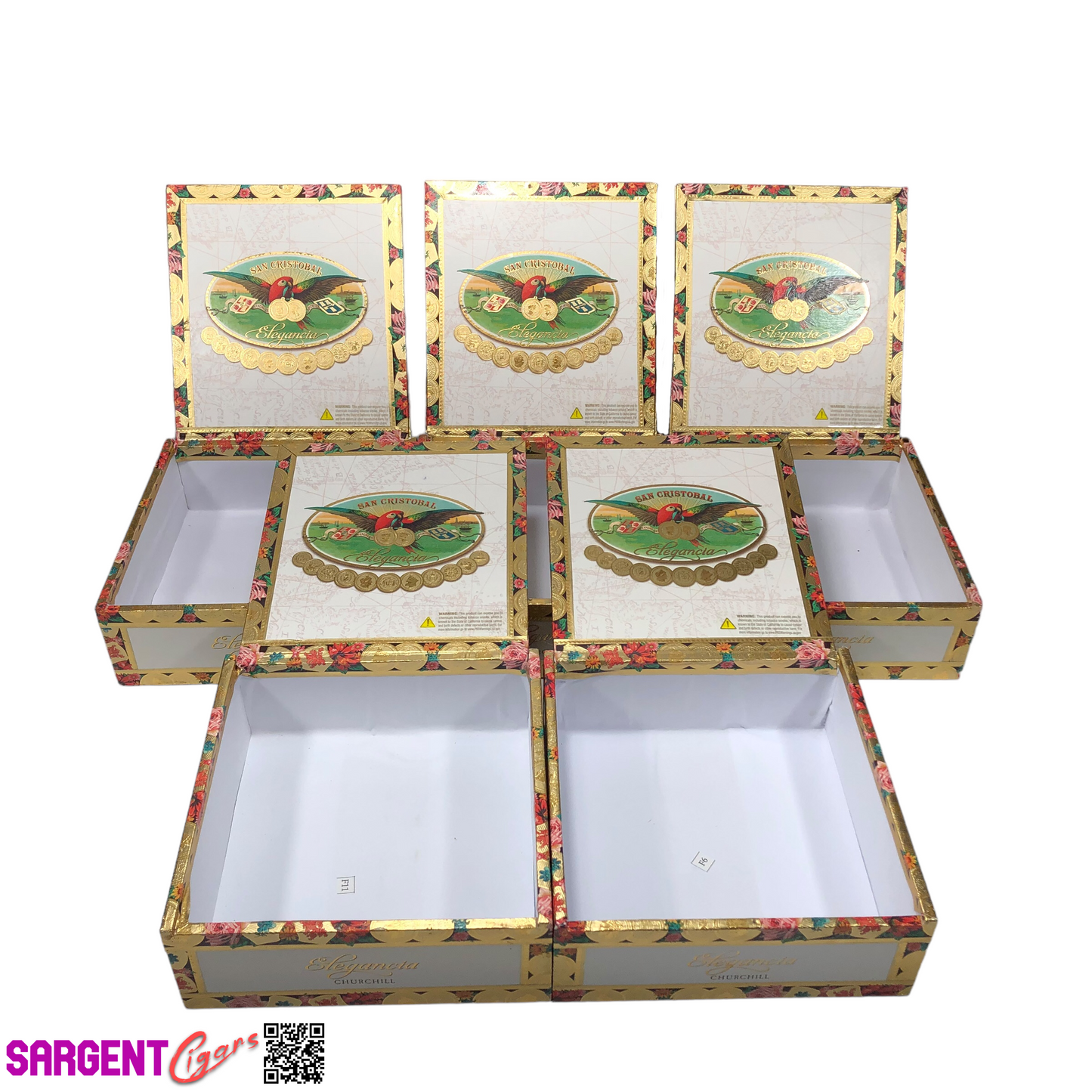 Lot of 5 San Cristobal Churchill Empty Cigar Boxes 7.5x7.75x2.75 #120