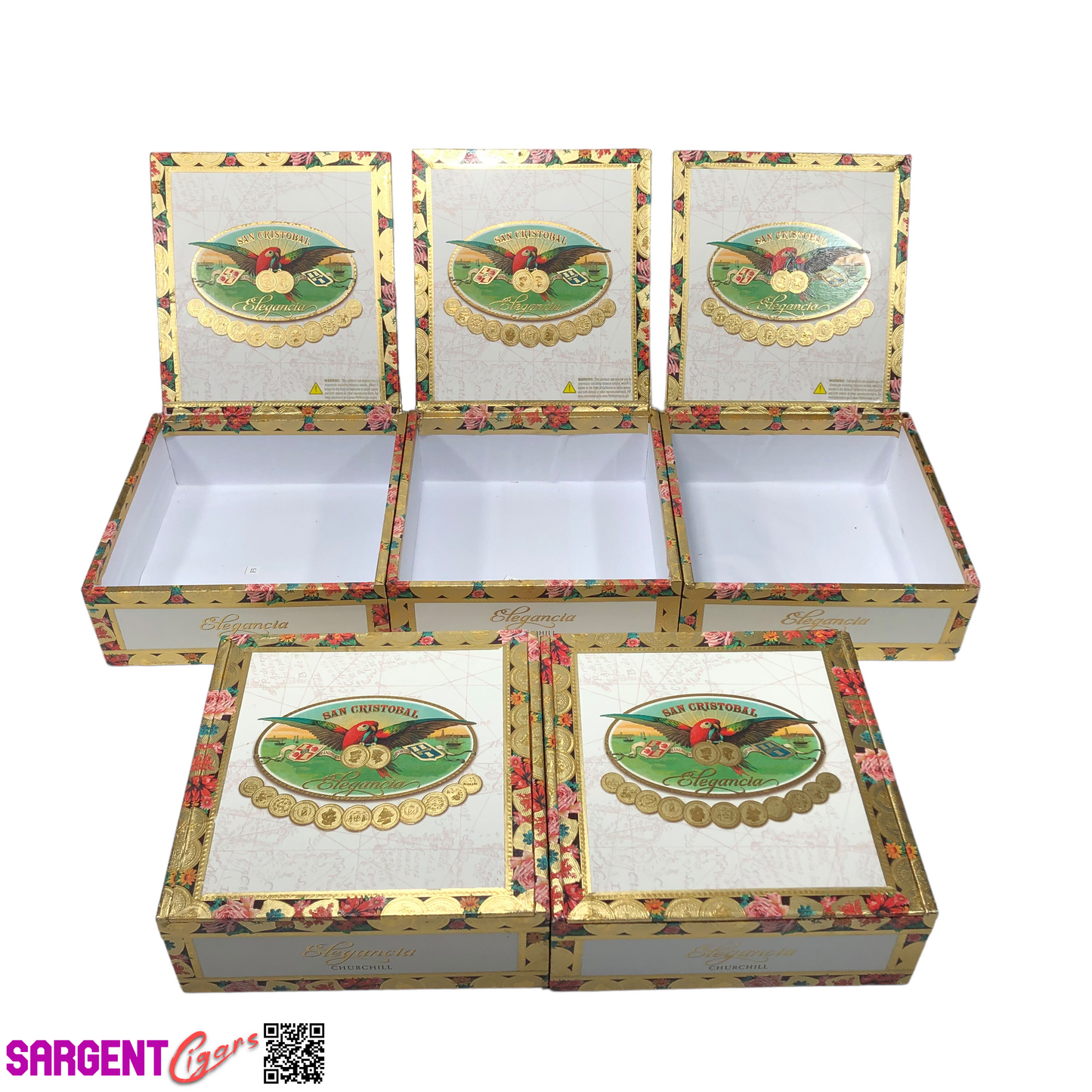 Lot of 5 San Cristobal Churchill Empty Cigar Boxes 7.5x7.75x2.75 #120