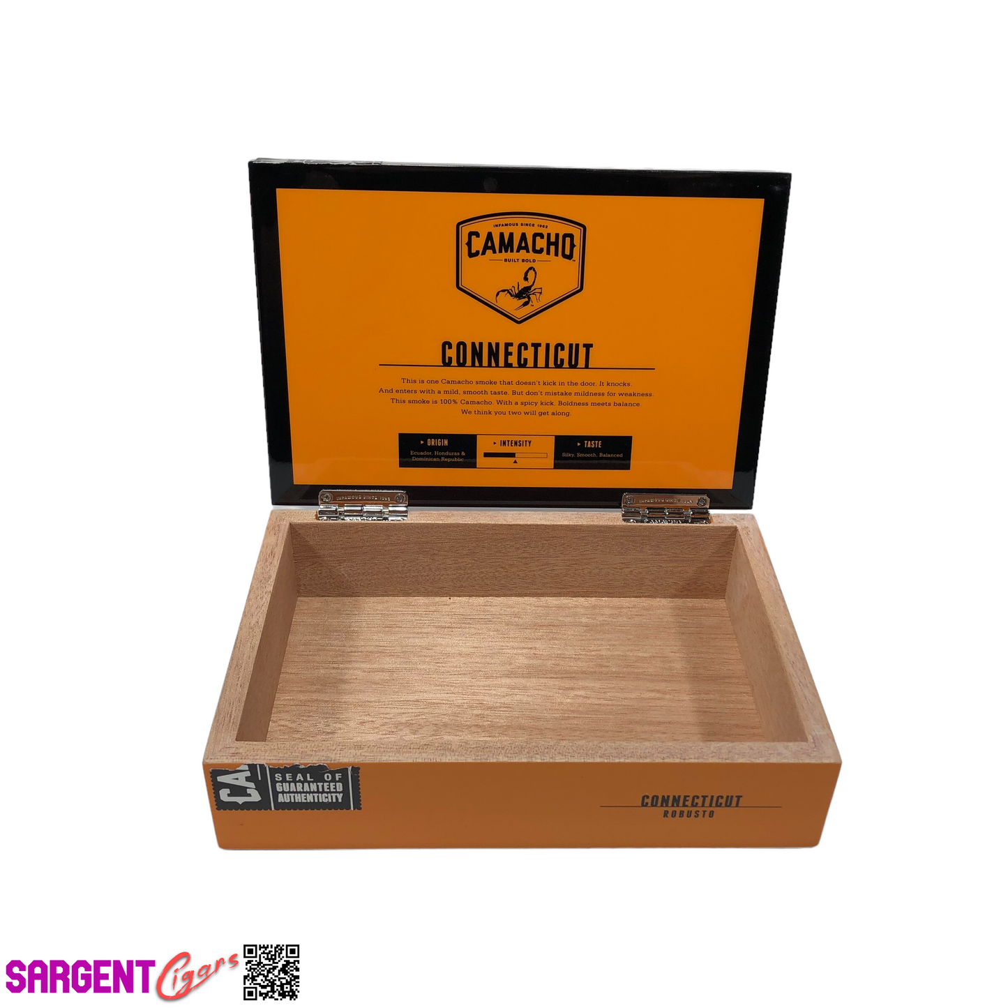 Camacho Connecticut Robusto Empty Wooden Cigar Box 8.5x6.75x2.25