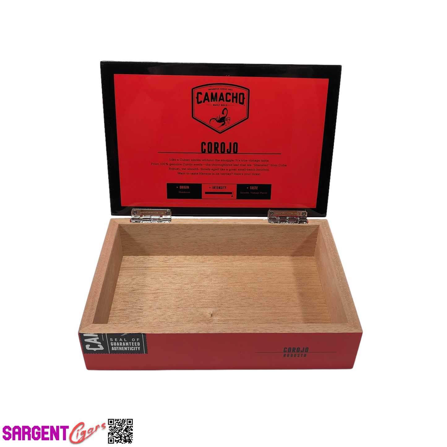 Camacho Corojo Robusto Empty Wooden Cigar Box 8.75x6x2.25