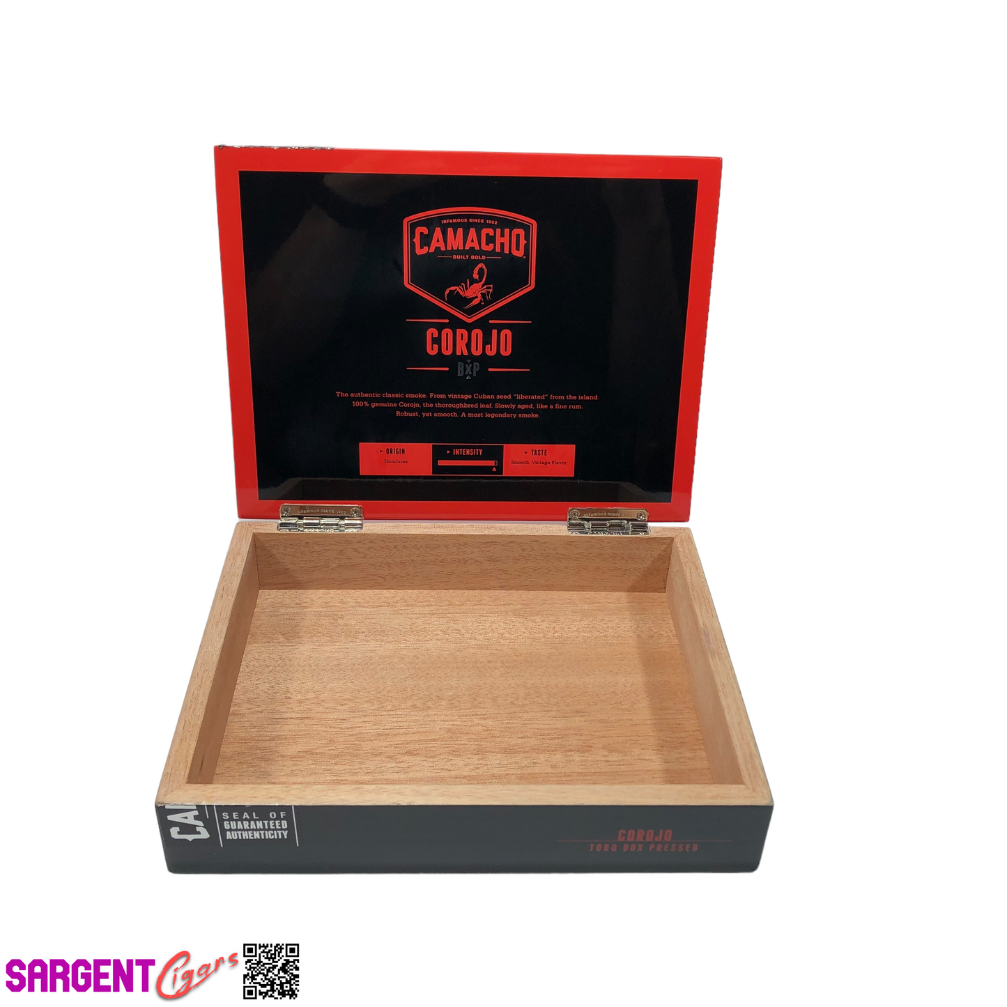 Camacho Corojo Box Pressed Toro Empty Wooden Cigar Box 8.75x7x2