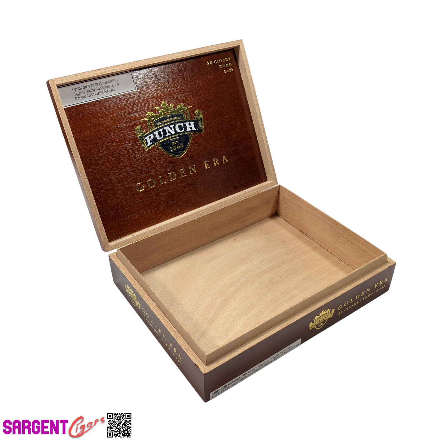 Punch Golden Era Toro Empty Wooden Cigar Box 9x7x2.25