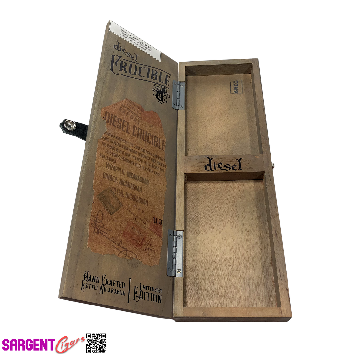 Diesel Crucible Empty Wooden Cigar Box 4.5x14x1.25