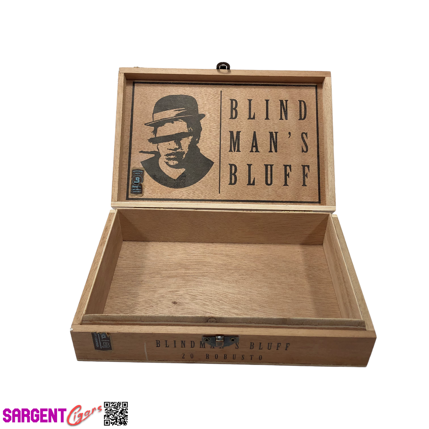 Blind Man’s Bluff Robusto Empty Wooden Cigar Box 8.75x6x2 (1)