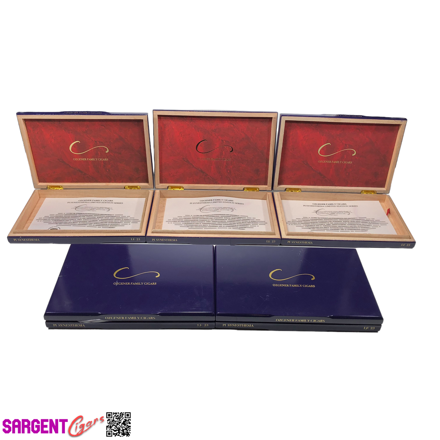 Lot of 5 Pi Synthesia Empty Wooden Cigar Boxes 10.75x7.25x1.5 #15