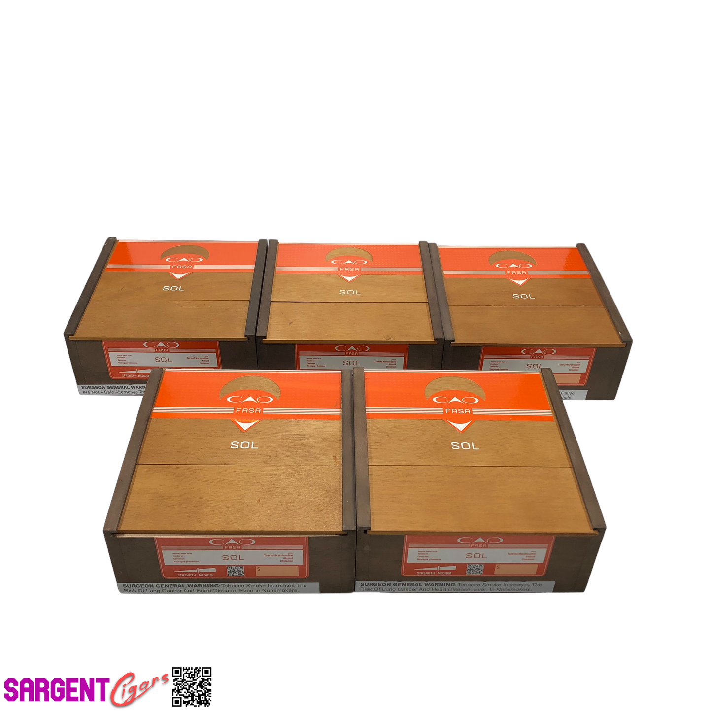 Lot of 5 CAO Fasa Toro Empty Wooden Cigar Boxes 7x7x3 #68