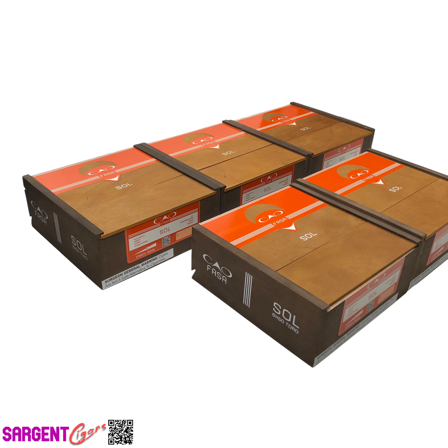 Lot of 5 CAO Fasa Toro Empty Wooden Cigar Boxes 7x7x3 #68