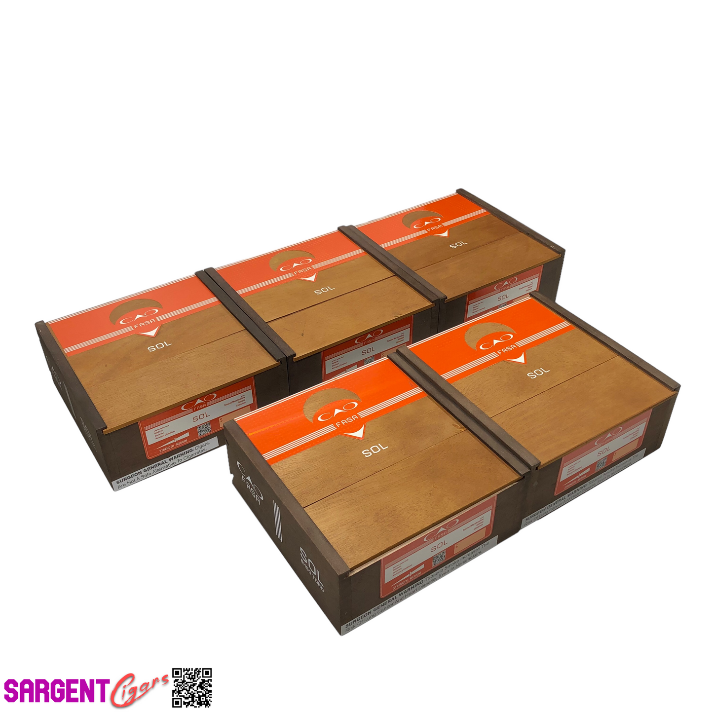 Lot of 5 CAO Fasa Toro Empty Wooden Cigar Boxes 7x7x3 #68