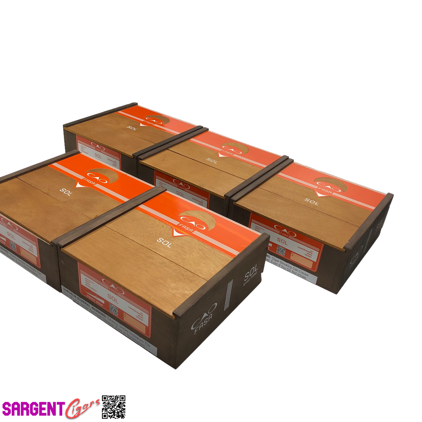 Lot of 5 CAO Fasa Toro Empty Wooden Cigar Boxes 7x7x3 #68