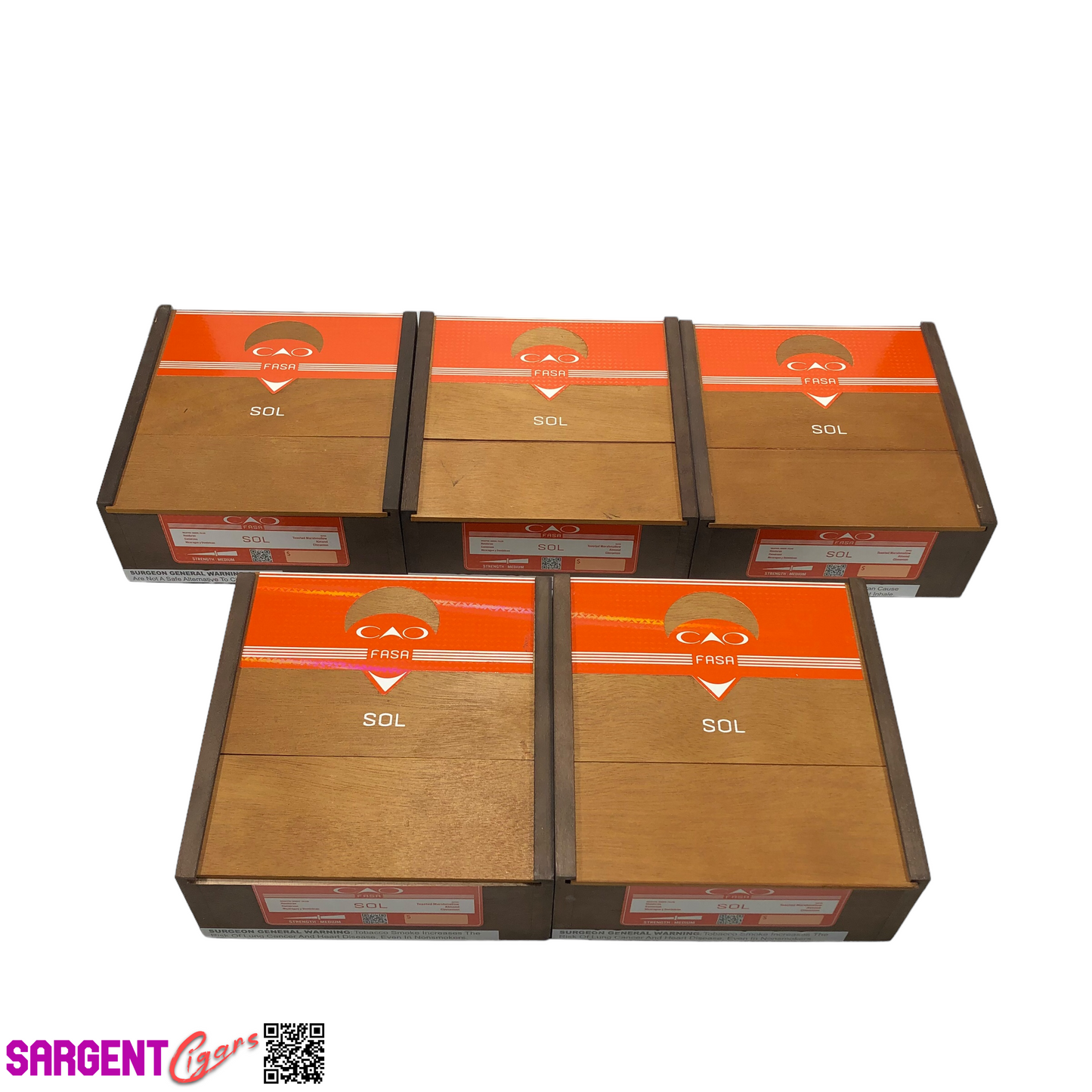 Lot of 5 CAO Fasa Toro Empty Wooden Cigar Boxes 7x7x3 #68