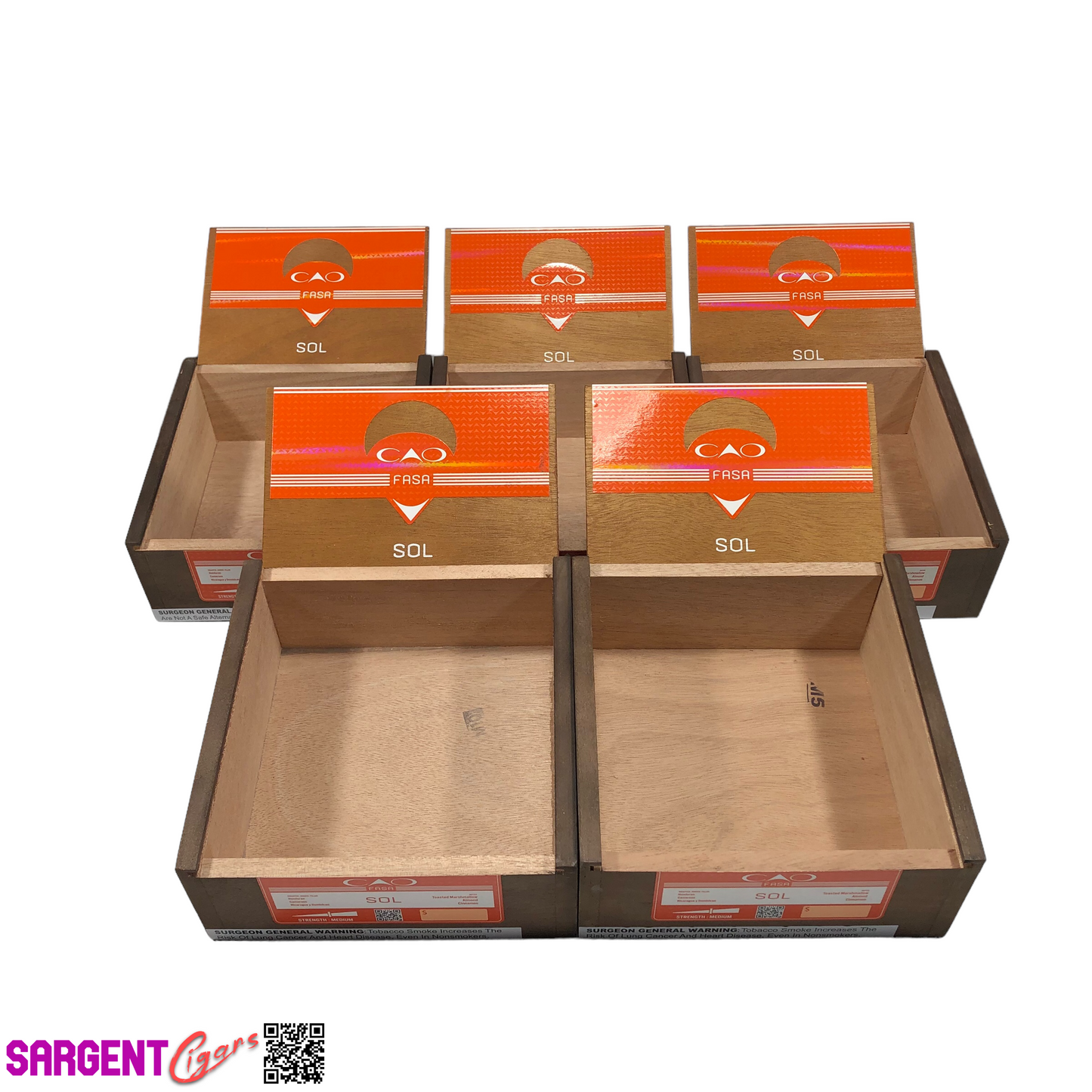 Lot of 5 CAO Fasa Toro Empty Wooden Cigar Boxes 7x7x3 #68