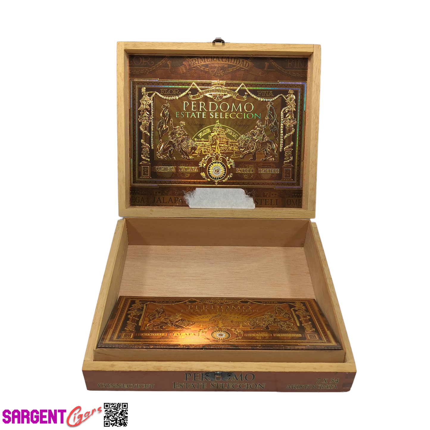 Perdomo Estate Seleccion Aristocrata Empty Wooden Cigar Box 9.25x8x2.5