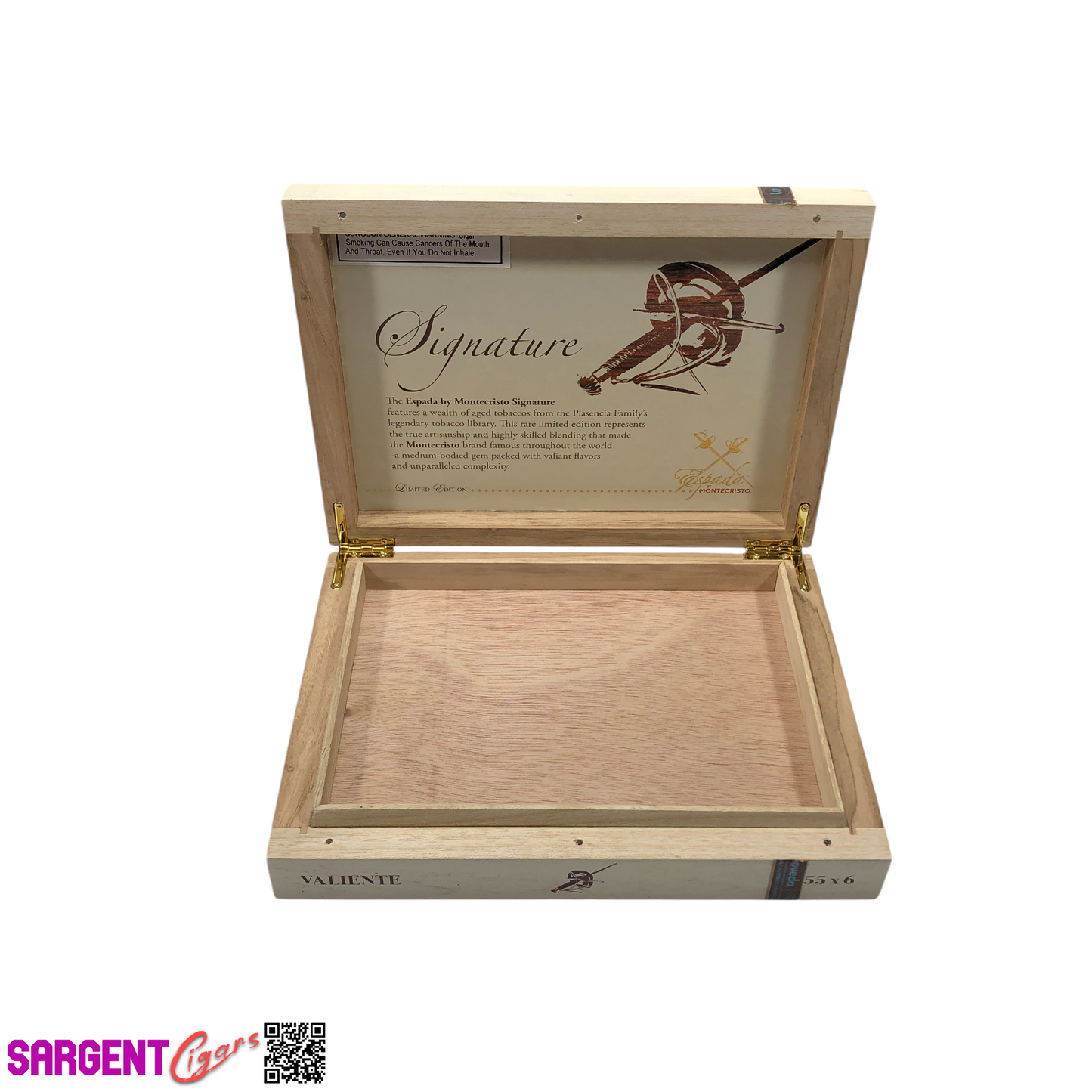 Montecristo Valiente Empty Wooden Cigar Box 10.25x7.75x2