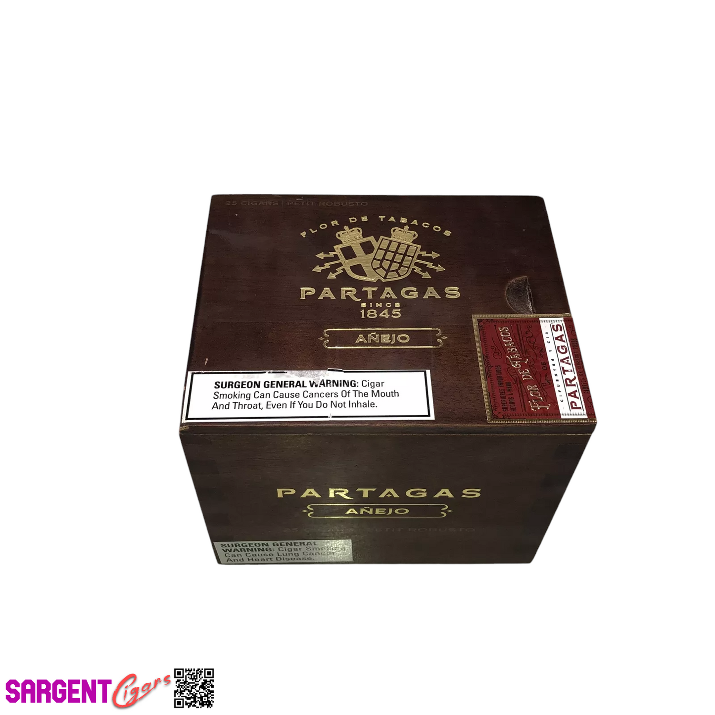 Partagas Anejo Petit Robusto Empty Wooden Cigar Box 5.5x4.5x4.5