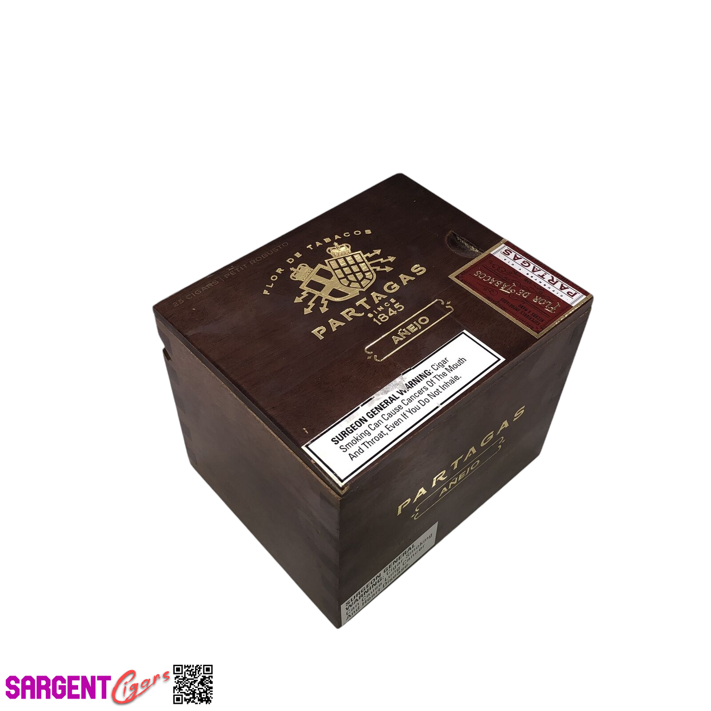 Partagas Anejo Petit Robusto Empty Wooden Cigar Box 5.5x4.5x4.5