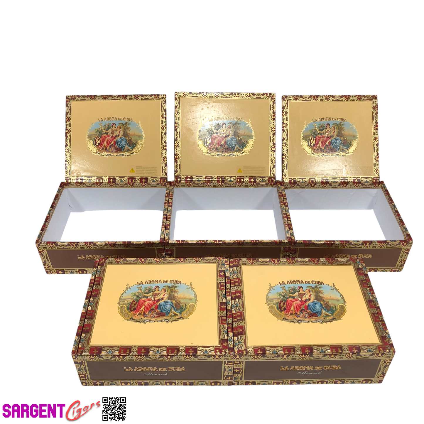 Lot of 5 La Aroma Monarch Empty Cigar Boxes 8x6.75x3 #122