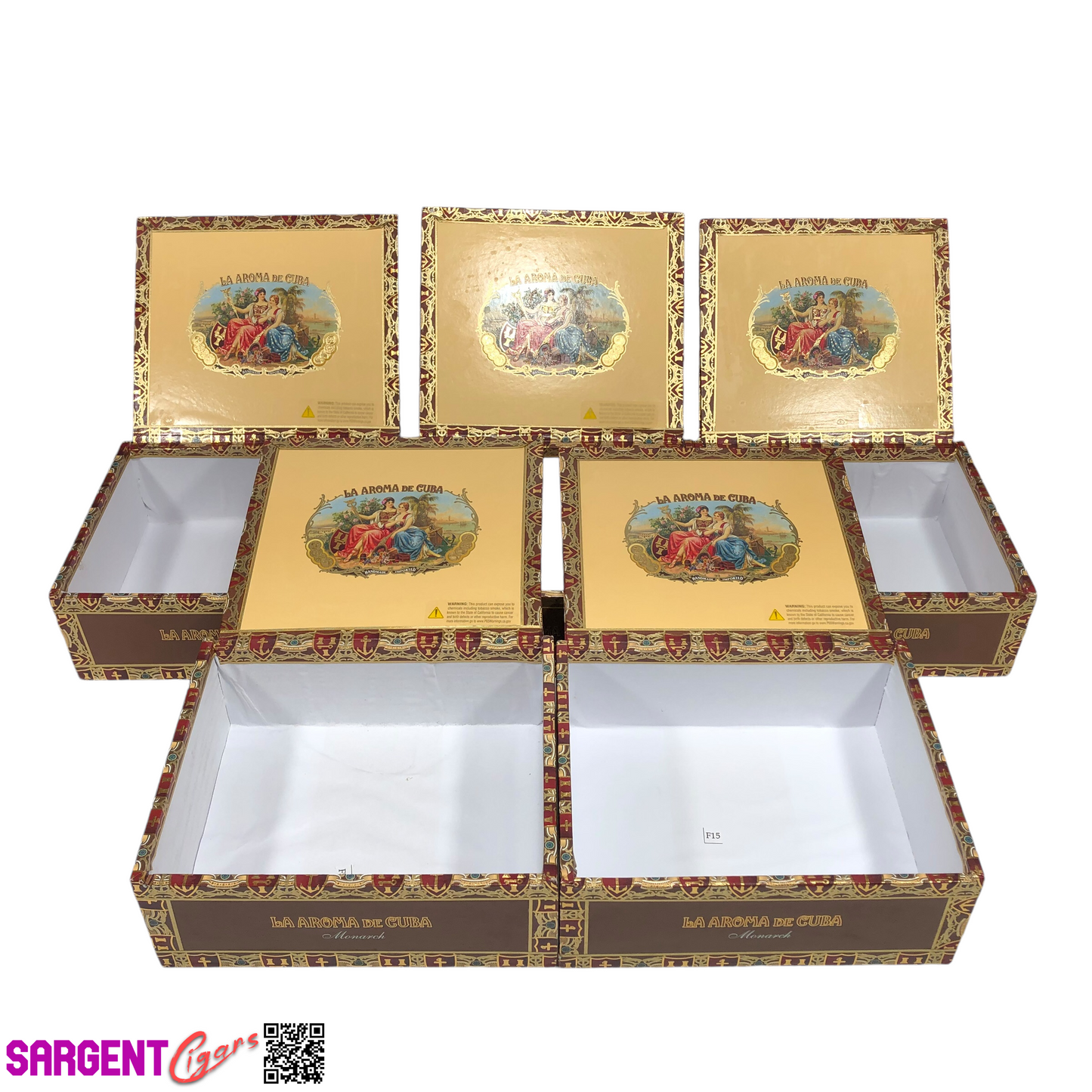 Lot of 5 La Aroma Monarch Empty Cigar Boxes 8x6.75x3 #122