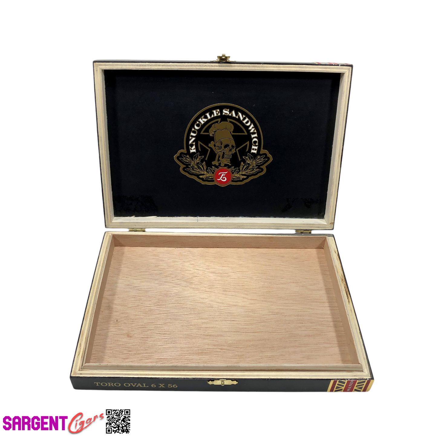 Guy Fieri Knuckle Sandwich Toro Oval Empty Wooden Cigar Box 10.25x7x1.5