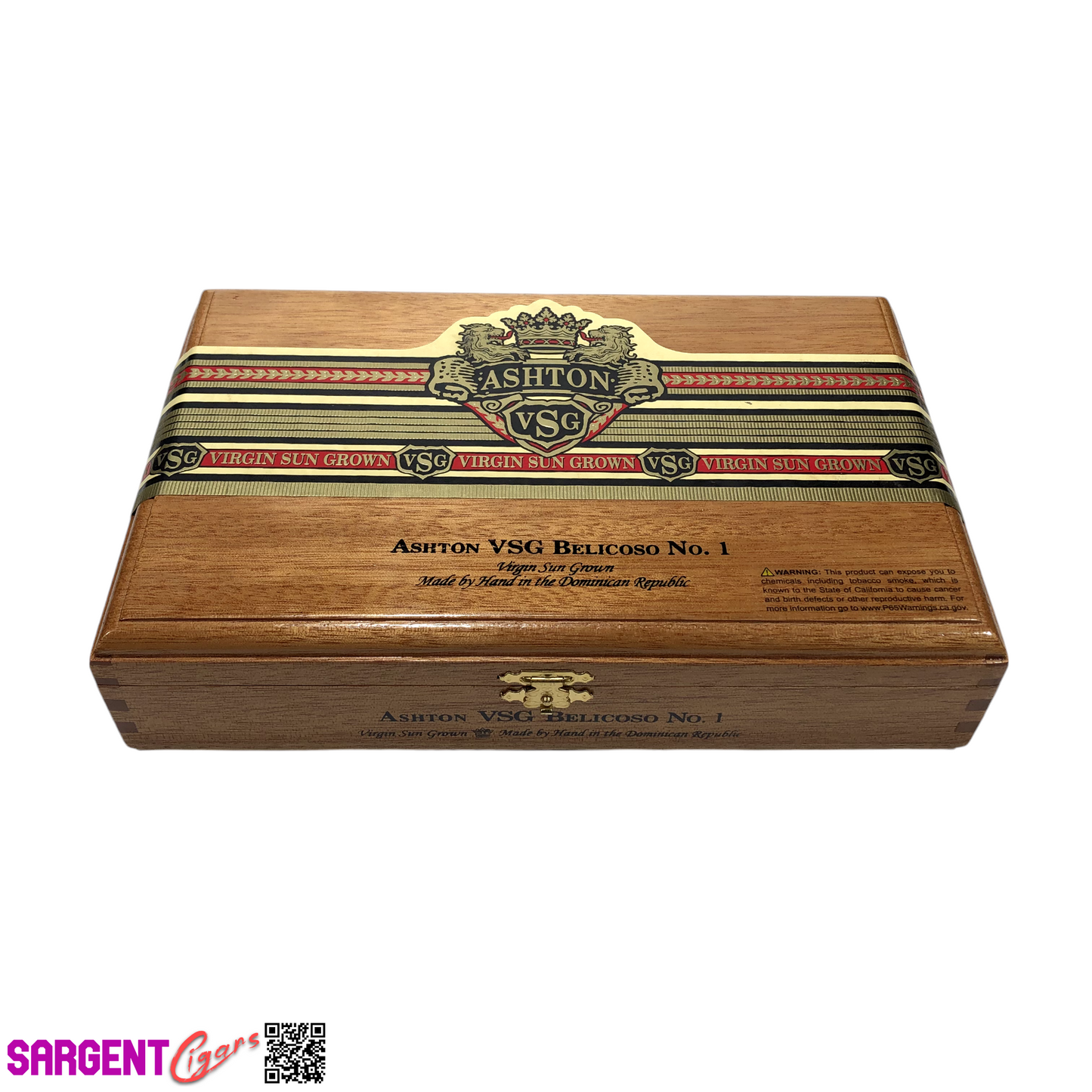 Ashton VSG Belicoso No1 Empty Wooden Cigar Box 9.75x6.25x2