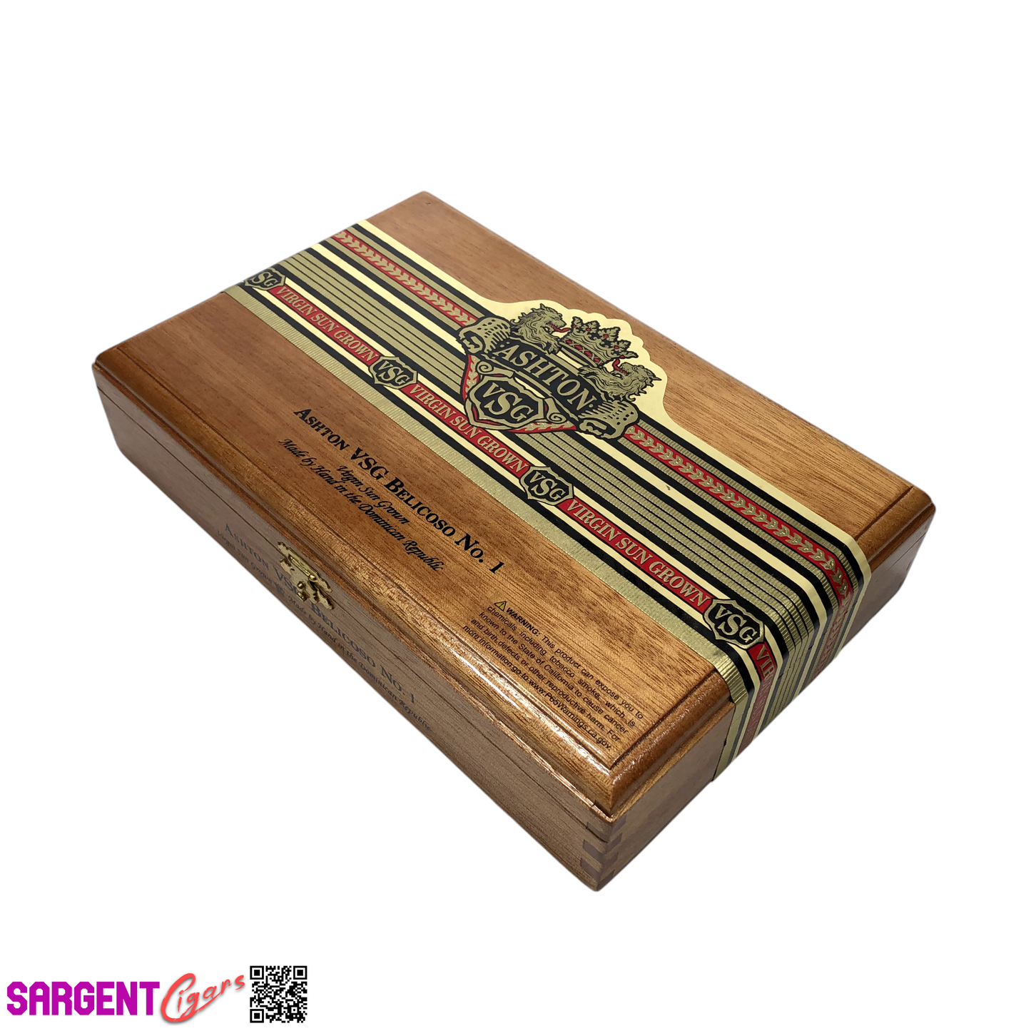 Ashton VSG Belicoso No1 Empty Wooden Cigar Box 9.75x6.25x2