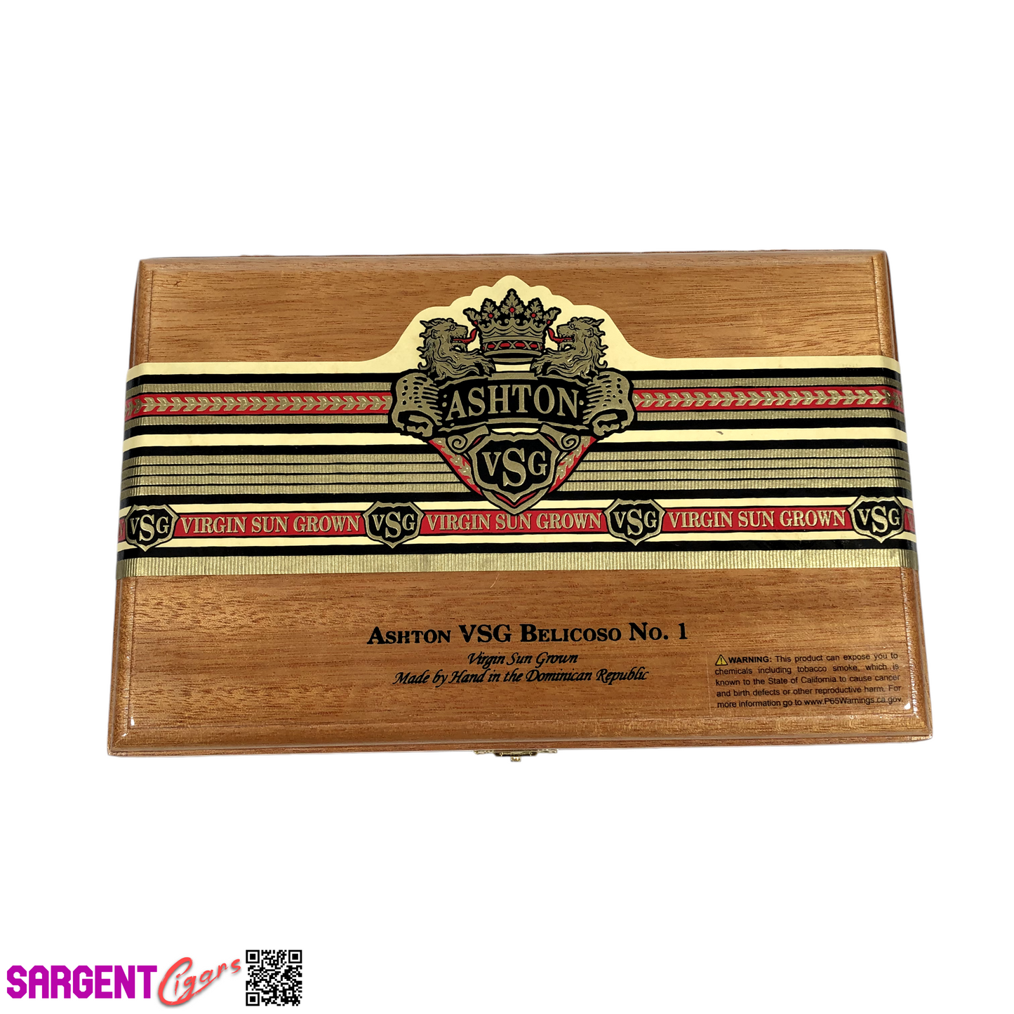 Ashton VSG Belicoso No1 Empty Wooden Cigar Box 9.75x6.25x2