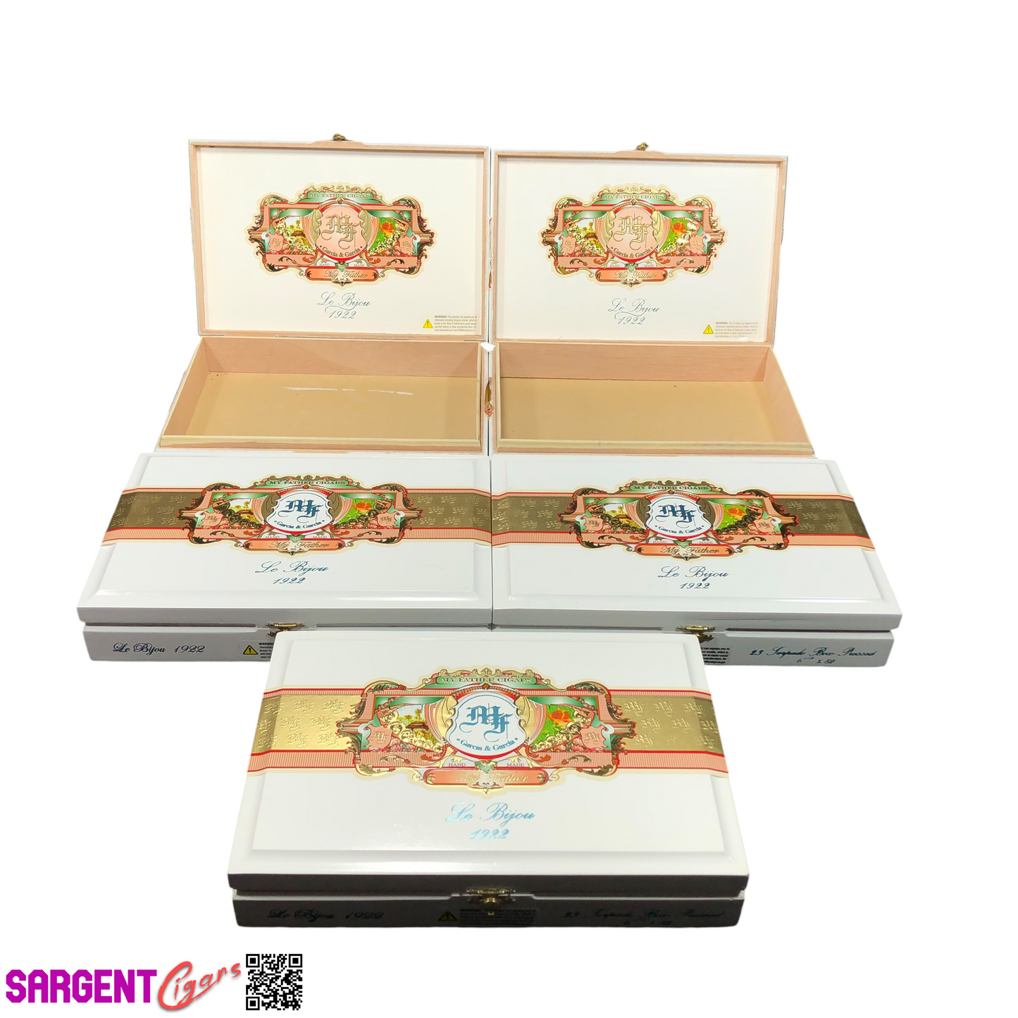 Lot of 5 My Father Cigars Bijou Torpedo Empty Wooden Cigar Boxes 10.5x7.25x2 #73