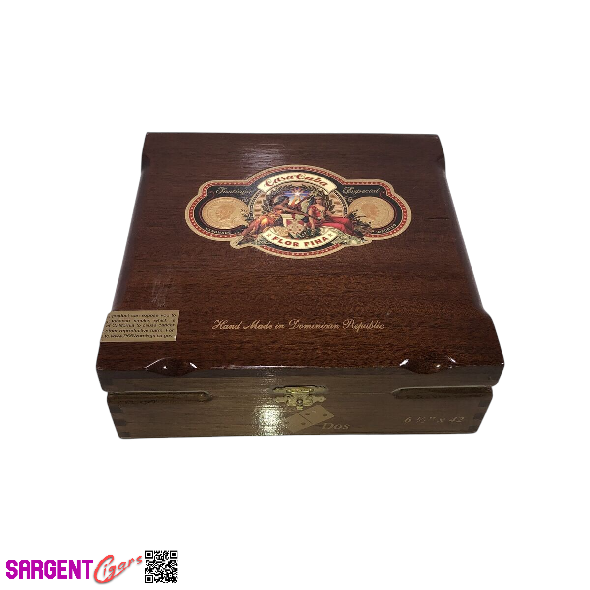 Arturo Fuente Casa Flor Fina Doble Dos Empty Wooden Cigar Box 7.5x7.5x2.5