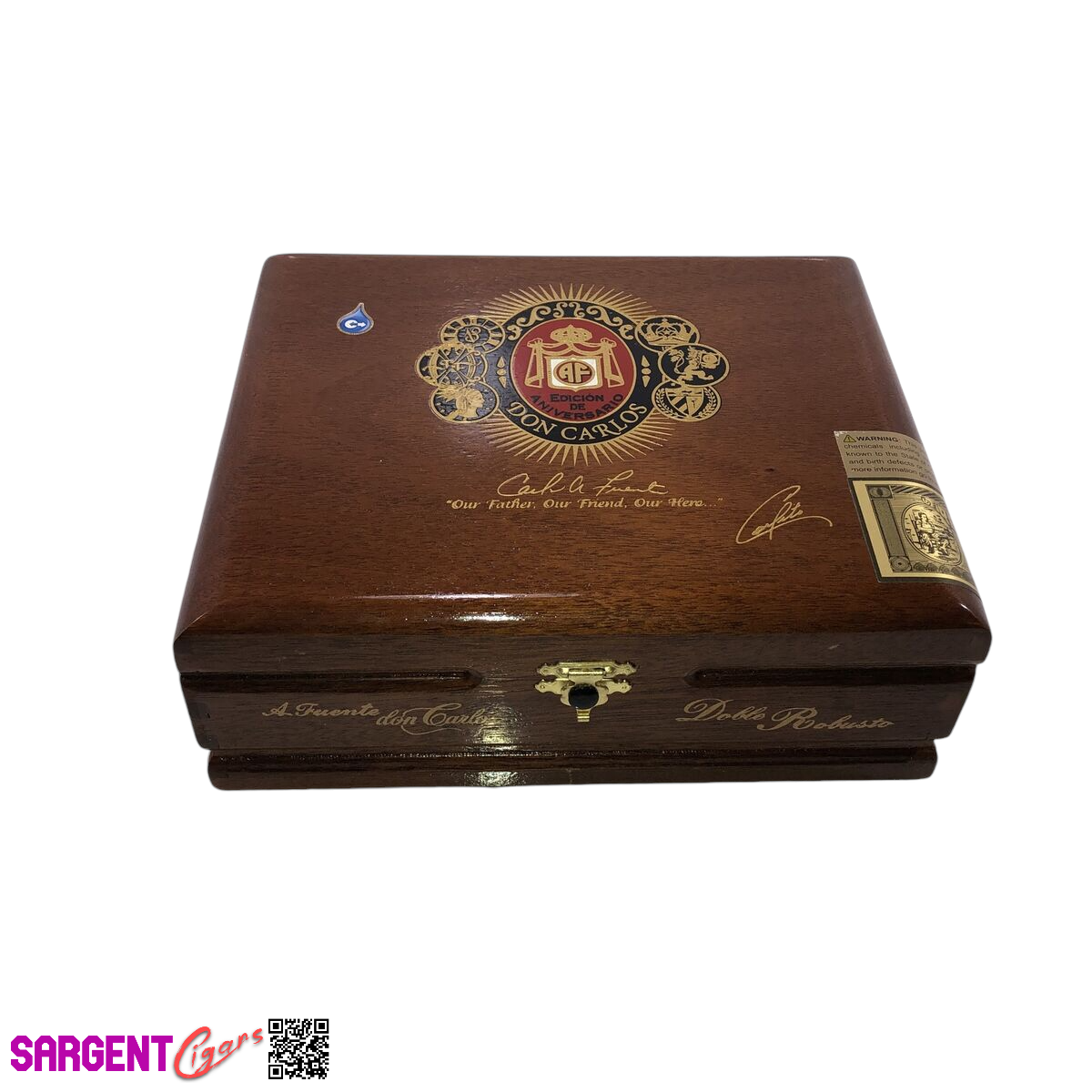 Arturo Fuente Don Carlos Doble Robusto Empty Wooden Cigar Box 8.25x6.5x3