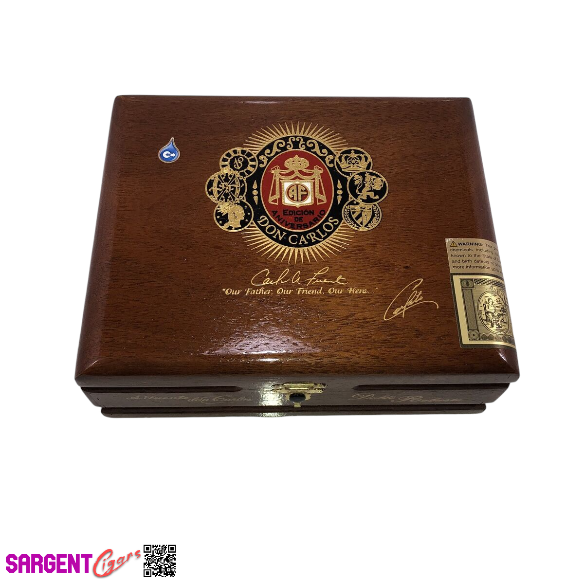 Arturo Fuente Don Carlos Doble Robusto Empty Wooden Cigar Box 8.25x6.5x3