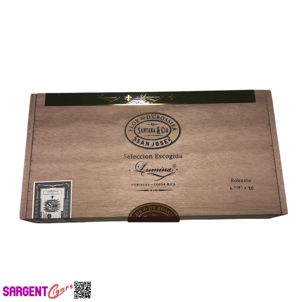 Flor De D'Crossier Robusto Empty Wooden Cigar Box 10.75x5.5x2.25