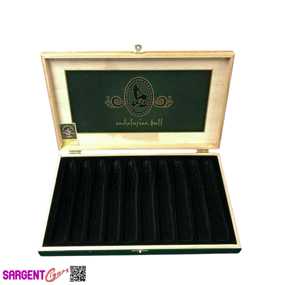 LFD Andalusian Bull Empty Wooden Cigar Box 12.5x8x1.5