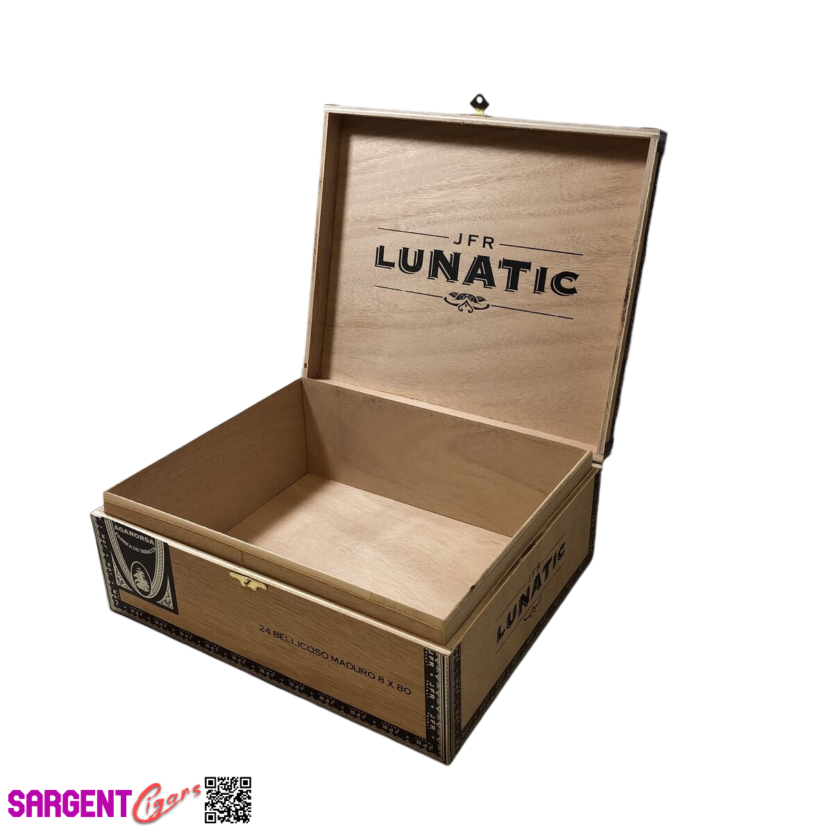 JFR Lunatic Belicoso Empty Wooden CIgar Box 10.75x9x4