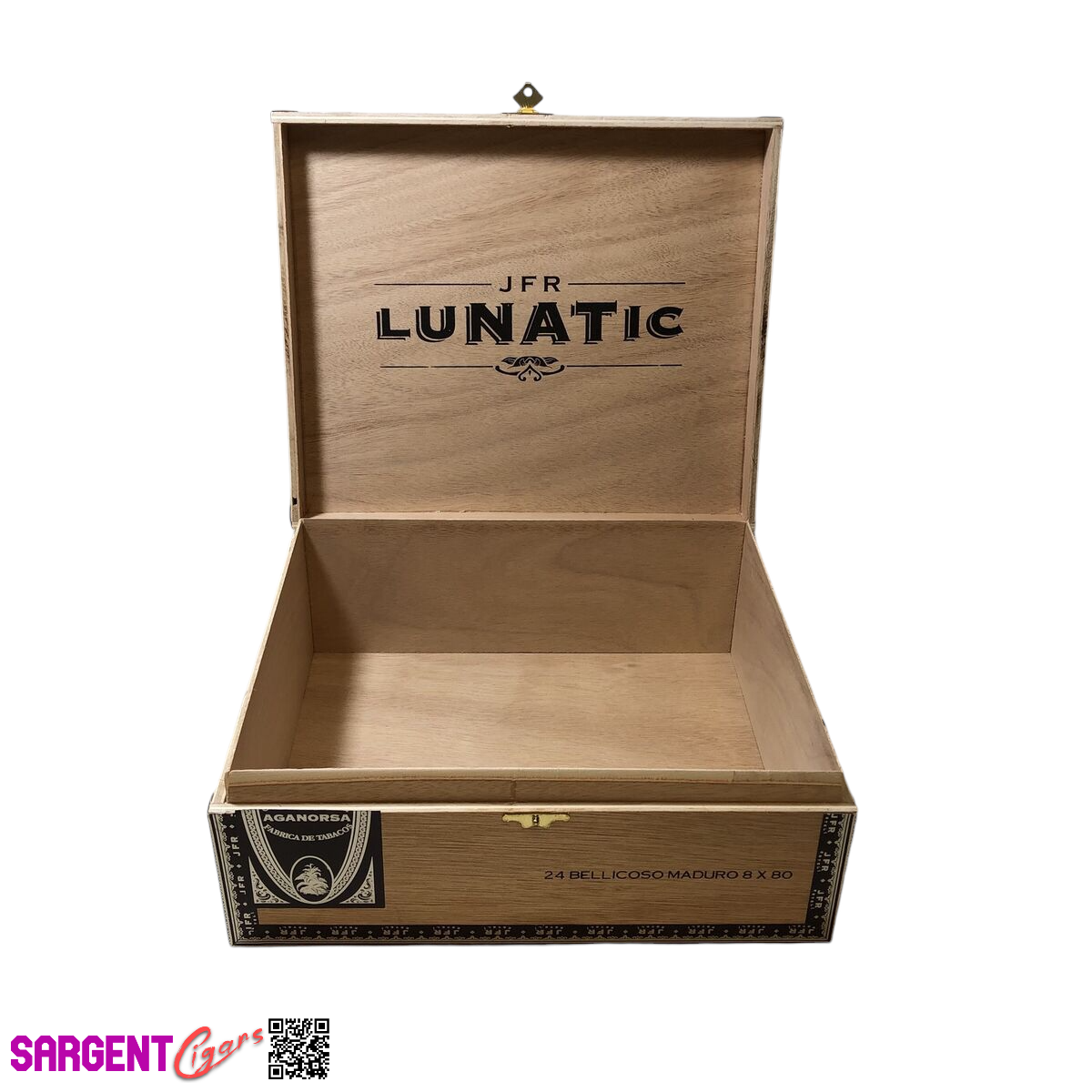 JFR Lunatic Belicoso Empty Wooden CIgar Box 10.75x9x4