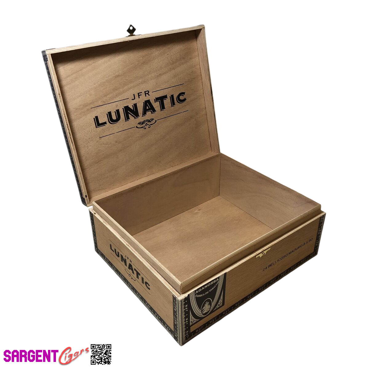 JFR Lunatic Belicoso Empty Wooden CIgar Box 10.75x9x4