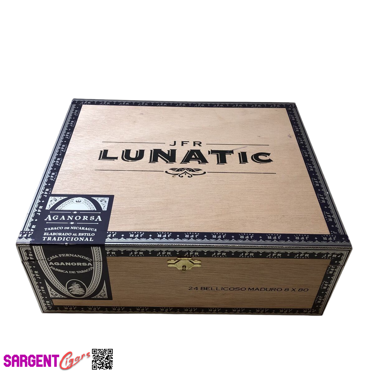 JFR Lunatic Belicoso Empty Wooden CIgar Box 10.75x9x4