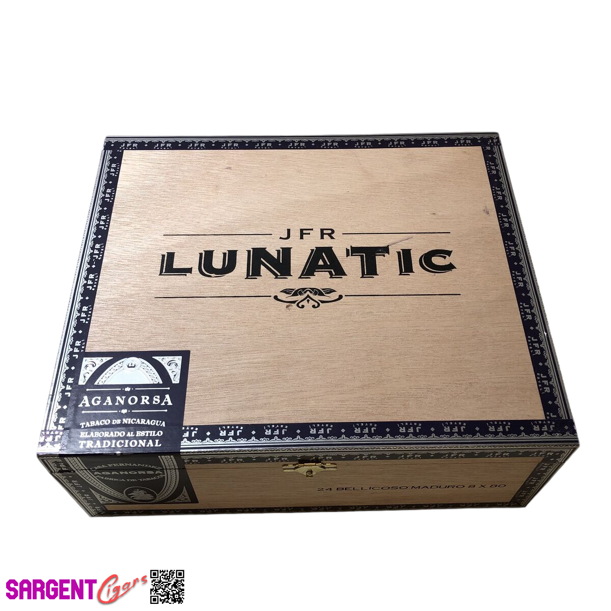 JFR Lunatic Belicoso Empty Wooden CIgar Box 10.75x9x4