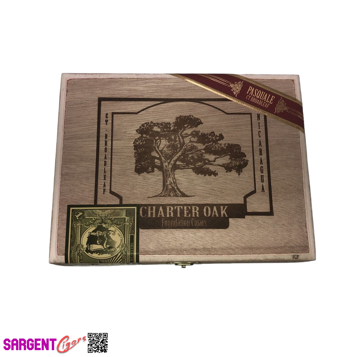 Charter Oak Empty Wooden Cigar Box 7x5.5x2