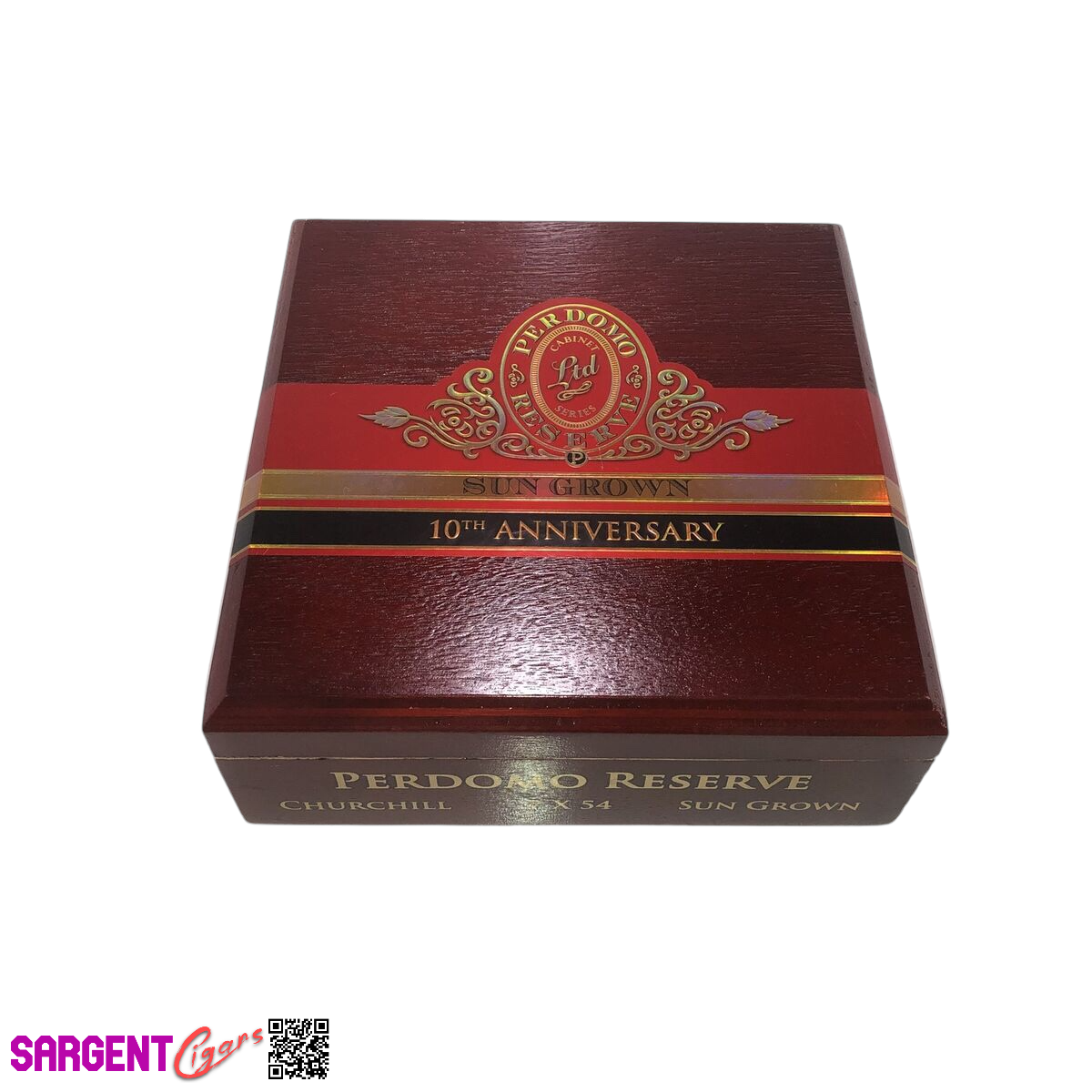 Perdomo 10th Anniversary Sun Grown Churchill Empty Wooden Cigar Box 8x8x3