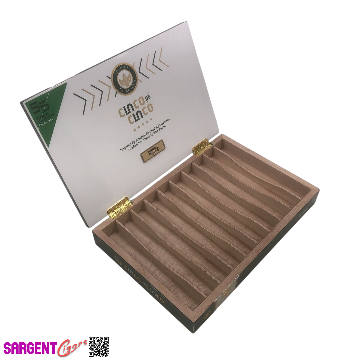 Joya De Nicaragua Cinco De Cinco Toro Empty Wooden Cigar Box 10.25x6.75x1.5