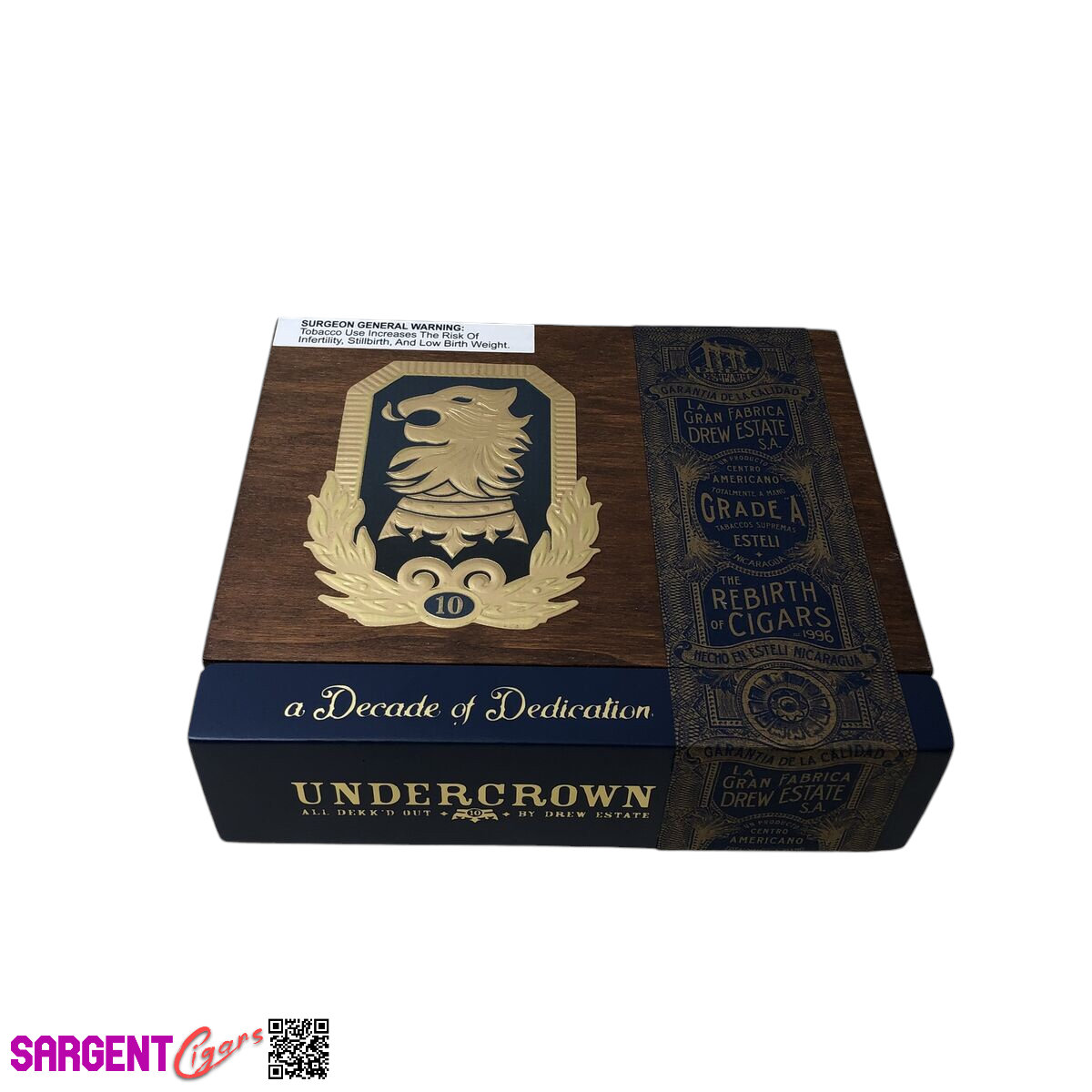 Undercrown 10 Corona Viva Empty Wooden Cigar Box 7.75x7x2