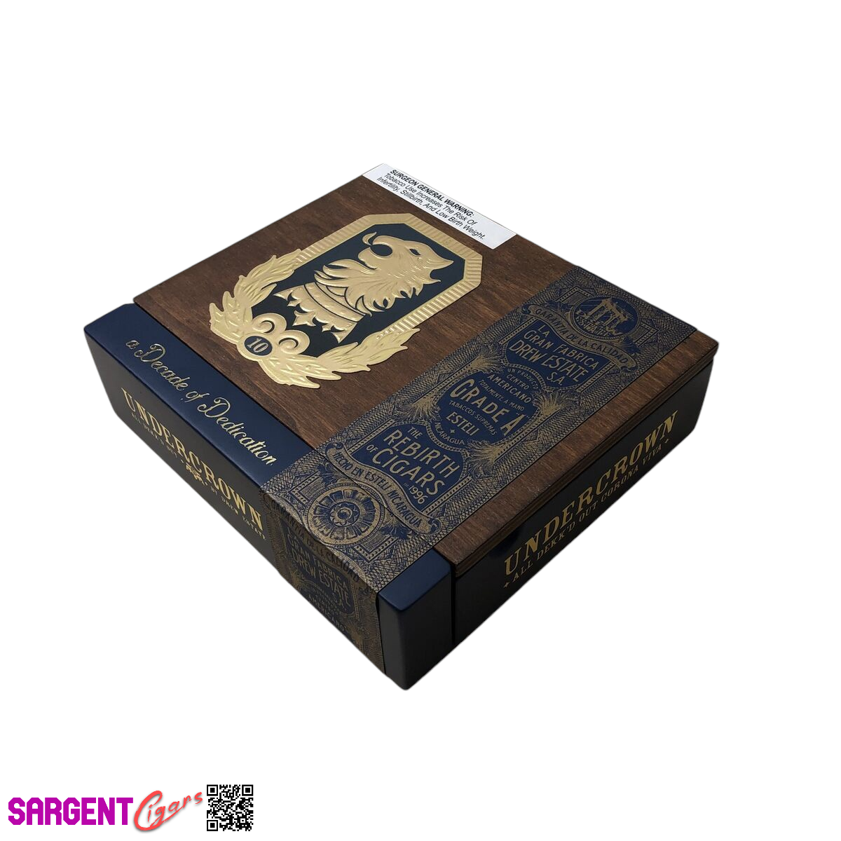 Undercrown 10 Corona Viva Empty Wooden Cigar Box 7.75x7x2